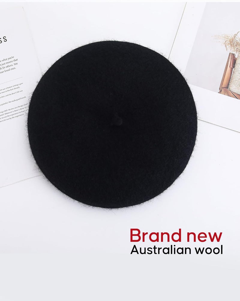 CKYPTFK Beret Hats for Women Holiday Wool French Style-Black/Red Church Hat-Clueless Outfit & Men's Beret - Image 3